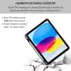 Klasse Apple iPad 10.9 inç 2022 10. Nesil Uyumlu Smart Kılıf, Apple Pencil Kalemlikli, Trifold, Esnek, Mat, Darbeye Tam Dayanıklı Tablet Kılıfı (Siyah)