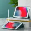 Coverzone iPad Air 11 M4 için Kılıf A2902 11 inç (2026) Kalem Koyma Bölmeli, Stand Olan, Uyku Modlu Silikon Arka Yüzey Suni Deri, Ergonomik Yapılı, Attractive Smart Cover Siyah