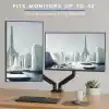 BONTEC 15-32 İnç Çiftli Gazlı Amortisörlü Monitör Kolu, Her Kol 9 kg’a Kadar, VESA 75x75/100x100
