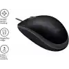 Logitech B110 kablolu USB fare, sessiz tuşlar, tam boyutlu konforlu tasarım, iki elle kullanılabilir PC/Mac/Laptop - Gri