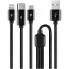 ttec AlumiCable Trio Şarj Kablosu 1mt. Type-C, Lightning, Micro USB