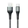 REMORAX Örgülü USB A-C Hızlı Şarj Kablosu, Siyah (100 CM)