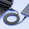 REMORAX Örgülü USB A-C Hızlı Şarj Kablosu, Siyah (100 CM)