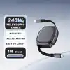 PDAteknoloji Retractable (Makaralı) Type-C To Type-C Hızlı Şarj ve Data Kablosu Siyah YK-K181
