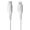 2 Adet x 2 Metre Kablo Seti, Type C-Lightning 27Watt PD Hızlı Şarj, REMORAX Wahoo, Beyaz/Gümüş Metal