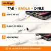 USB-C To 3.5mm Jak Kulaklık Adaptörü - Dijital Dönüştürücü - Tüm Cihazlarla Uyumlu - Beyaz - Kompakt Tasarım - Yüksek Kaliteli Ses - Taşınabilir