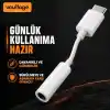 USB-C To 3.5mm Jak Kulaklık Adaptörü - Dijital Dönüştürücü - Tüm Cihazlarla Uyumlu - Beyaz - Kompakt Tasarım - Yüksek Kaliteli Ses - Taşınabilir