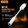 USB-C To 3.5mm Jak Kulaklık Adaptörü - Dijital Dönüştürücü - Tüm Cihazlarla Uyumlu - Beyaz - Kompakt Tasarım - Yüksek Kaliteli Ses - Taşınabilir