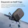 Minesk Airpods Pro 3 ile Uyumlu Fabric Serisi Özel Kilitli Tasarım ve Kumaş Yüzeyli Kılıf Darbelere Karşı Koruyucu Kapak (Gri, Airpods Pro 3 (2025))