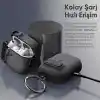 Minesk Airpods Pro 3 ile Uyumlu Fabric Serisi Özel Kilitli Tasarım ve Kumaş Yüzeyli Kılıf Darbelere Karşı Koruyucu Kapak (Gri, Airpods Pro 3 (2025))