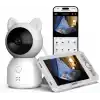 Xenon Smart Bebek Kamerası Ekranlı 3MP 5 Monitörlü WiFi Mobil Takip 345° PTZ Gece Görüş Sıcaklık Nem Sensörlü Beyaz X7202