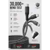 Type C-C, 2Metre ÖRGÜLÜ 60Watt PD Hızlı Şarj Kablosu, REMORAX Wahoo (1Ad x 2Metre Füme)