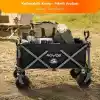 PİKAS ROVOS XXL Katlanır Kamp Arabası | 150 kg Frenli Büyük Tekerlekli Taşıma Arabası | Plaj, Piknik ve Outdoor Kullanım İçin Katlanabilir Kamp Arabası | Oxford Kumaş Siyah (Masasız)