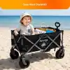 PİKAS ROVOS XXL Katlanır Kamp Arabası | 150 kg Frenli Büyük Tekerlekli Taşıma Arabası | Plaj, Piknik ve Outdoor Kullanım İçin Katlanabilir Kamp Arabası | Oxford Kumaş Siyah (Masasız)