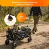 PİKAS ROVOS XXL Katlanır Kamp Arabası | 150 kg Frenli Büyük Tekerlekli Taşıma Arabası | Plaj, Piknik ve Outdoor Kullanım İçin Katlanabilir Kamp Arabası | Oxford Kumaş Siyah (Masasız)