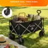 PİKAS ROVOS XXL Katlanır Kamp Arabası | 150 kg Frenli Büyük Tekerlekli Taşıma Arabası | Plaj, Piknik ve Outdoor Kullanım İçin Katlanabilir Kamp Arabası | Oxford Kumaş Siyah (Masasız)