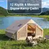 PİKAS Rovos 12 Kişilik XXL Şişme Kamp Çadırı | 4 Mevsim Büyük Aile Çadırı | Su Geçirmez Oxford Kumaş | Kamp, Glamping ve Outdoor Çadırı