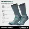GoWith Unisex Merinos Yünü Tabanaltı Havlulu Dikişsiz Hiking Yürüyüş Aktivite Termal Çorap 3592