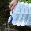 15 lt Katlanabilir Musluklu Su Bidonu, Plastik Piknik Kamp, Çeşmeli Su Torbası, Akordeon, Şeffaf,