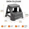 Orret Home 2 Basamaklı Merdiven Tabure Kaydırmaz Ayaklı Sağlam Plastik Basamak, Çocuk ve Yetişkin İçin Lavabo Mutfak Banyo WC Dolap Çok Amaçlı Basamak Taburesi Gri