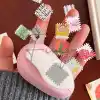 Pembe Pul Delgeç Tasarım Scrapbooking Malzemesi - Pul Şekilli Delgeç Kağıt Kesici