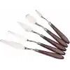 YUEMING 5 adet palet bıçağı boyama aleti, palet bıçağı, boya spatulası, boya kazıyıcı, kırmızı plastik saplı metal bıçak palet boyama akrilik boyama yağlı boya sanatçı