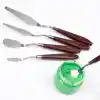 YUEMING 5 adet palet bıçağı boyama aleti, palet bıçağı, boya spatulası, boya kazıyıcı, kırmızı plastik saplı metal bıçak palet boyama akrilik boyama yağlı boya sanatçı