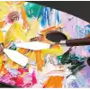 YUEMING 5 adet palet bıçağı boyama aleti, palet bıçağı, boya spatulası, boya kazıyıcı, kırmızı plastik saplı metal bıçak palet boyama akrilik boyama yağlı boya sanatçı