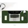 Klasse Çift Renk Dikişli PU Deri Masa Matı 80x40 Cm Mousepad, Su Geçirmez Masa Sümeni, Çift Taraflı Kullanım, Dizüstü Bilgisayar/Ofis/Ev için, Kaymaz Taban (Koyu Yeşil Ve Taba)