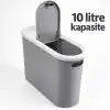 Kups Çöp Kovası, 10 Lt Kapasiteli, Plastik, Tuvalet Kağıdı Tutuculu, Dar Alana Uyumlu, (ANTRASİT)