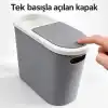 Kups Çöp Kovası, 10 Lt Kapasiteli, Plastik, Tuvalet Kağıdı Tutuculu, Dar Alana Uyumlu, (ANTRASİT)