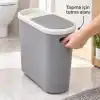 Kups Çöp Kovası, 10 Lt Kapasiteli, Plastik, Tuvalet Kağıdı Tutuculu, Dar Alana Uyumlu, (ANTRASİT)