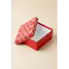Kalpli Hediye Kutusu, Kırmızı Pembe Kalp Desenli, Premium Karton Hediye Kutusu 26x26x13 cm