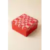 Kalpli Hediye Kutusu, Kırmızı Pembe Kalp Desenli, Premium Karton Hediye Kutusu 26x26x13 cm
