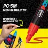 Posca Full Set 8 Akrilik Boya Kalemi Ters Çevrilebilir Orta Uçlu Kalem Uçları, Posca Kalemleri Kaya Boyama, Kumaş, Cam Boya, Metal Boya ve Grafiti için Akrilik Boya İşaretleyicileridir