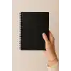 Fark Tanıtım Çizgili Spiralli Not Defteri, A5 Boyut (15x21 cm), 60 Yaprak, 90gr. Ivory Kağıt, Ofis İçin İdeal (Siyah Kapak)