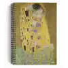 Gustav Klimt/The Kiss, 1907-08 | Spiralli Defter 28 | A5 | Çizgili | 100 Sayfa | Okul (Düz)