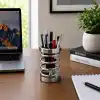 Orret Home Metal Spiral Kalemlik, Paslanmaz Çelik Yay Tasarımlı Masaüstü Kalemlik, Gümüş Ofis Kalem Tutucu, Modern Masa Düzenleyici Organizer, 12 cm