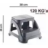 İki Basamaklı Kaymaz Tabure - 120 KG Taşıma Kapasiteli - Basamaklı Tabure - Sert Plastik (Antrasit)