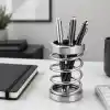 Orret Home Metal Spiral Kalemlik, Paslanmaz Çelik Yay Tasarımlı Masaüstü Kalemlik, Gümüş Ofis Kalem Tutucu, Modern Masa Düzenleyici Organizer, 12 cm