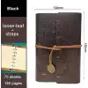 Senon Retro Vintage Saat ve Çark Baskılı Saat Kolye Uçlu Deri Kapaklı Günlük Not Defteri Zamanın Kıymetini Bilenlere Özel Tasarım Hediyelik Siyah