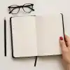 Fark Tanıtım Defter, Çizgisiz Not Defteri, Siyah Termo Deri Kapaklı Çizgisiz Not Defter, 128 Yaprak A5 Planlama Not Defteri, Ofis ve Kırtasiye, Plan, Notebook (14cm x 21 cm)
