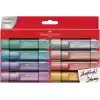 Faber-Castell 46 Metalik Renk Fosforlu Kalem Seti, 8li Karton Kutu, Su Bazlı Mürekkep, Dayanıklı Kesik Uç