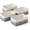 Deconox Bambu Detaylı Çok Amaçlı Saklama Kutusu – 25x15x8 cm Dekoratif Kumaş Organizer | Mutfak, Banyo, Dolap İçi ve Raf Düzenleyici | Çekmece İçi Derin Organizer Kutu Gri (4 ADET)