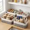 Deconox Bambu Detaylı Çok Amaçlı Saklama Kutusu – 25x15x8 cm Dekoratif Kumaş Organizer | Mutfak, Banyo, Dolap İçi ve Raf Düzenleyici | Çekmece İçi Derin Organizer Kutu Gri (4 ADET)