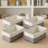 Deconox Bambu Detaylı Çok Amaçlı Saklama Kutusu – 25x15x8 cm Dekoratif Kumaş Organizer | Mutfak, Banyo, Dolap İçi ve Raf Düzenleyici | Çekmece İçi Derin Organizer Kutu Gri (4 ADET)