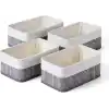Deconox Bambu Detaylı Çok Amaçlı Saklama Kutusu – 25x15x8 cm Dekoratif Kumaş Organizer | Mutfak, Banyo, Dolap İçi ve Raf Düzenleyici | Çekmece İçi Derin Organizer Kutu Gri (4 ADET)