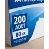 A4 Fotokopi Kağıdı, 21x29,7 cm, 200 Sayfa, Beyaz, Yazıcı ve Fotokopi Uyumlu 80 gram