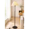 Siyah Metal Ayaklı Lambader Pileli Kırma Krem Başlıklı Salon Yatak Odası Köşe Aydınlatma 150 cm LAM01