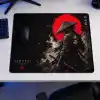 Baskılı Dijital Tasarımlı Oyuncu Mouse Pad, Kaymaz Taban, Dikişli Gaming Mouse Pad Samurai 50x40 Cm